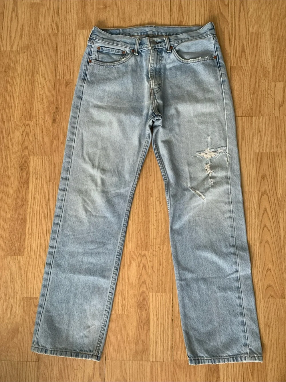 Levi Strauss & Co Men’s Jeans Light Wash Denim Distressed Y2k Streetwear 32x30